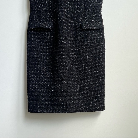 NEW $149 ANN TAYLOR BLACK SHIMMER TWEED Flap POCKET DRESS 6 Petite Money Chic - Picture 6 of 15
